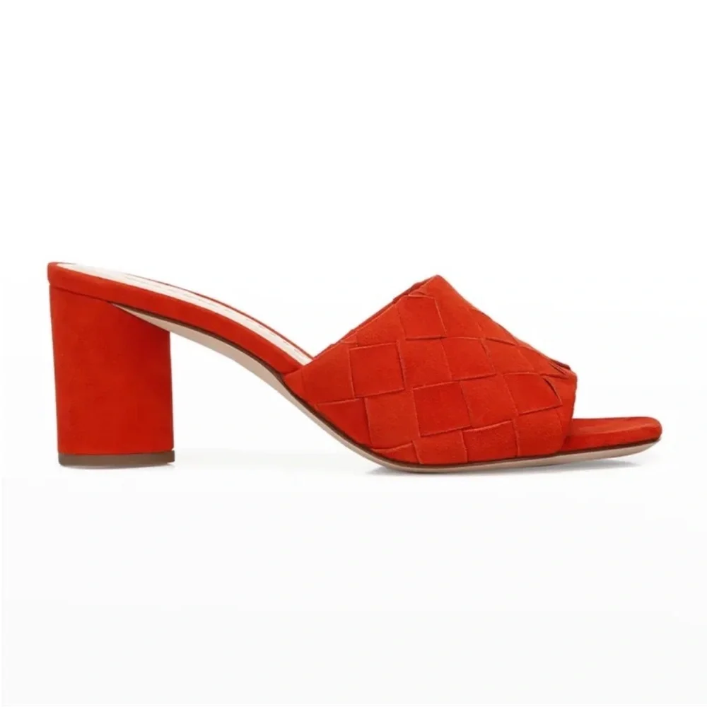 VERONICA BEARD | NIB $325 Kiele Woven Suede Slides in Coral, Size 11